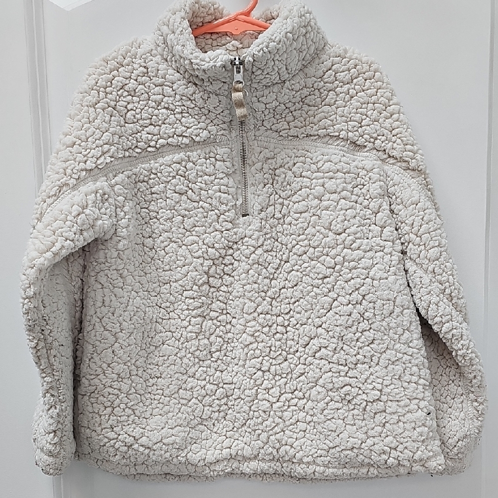 Kids Cream Sherpa Pullover Jacket